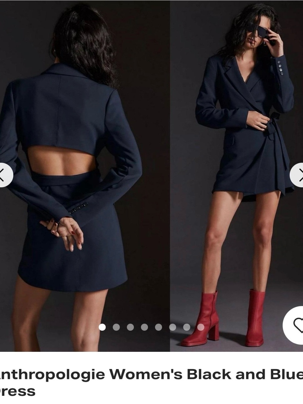 Anthropologie Navy Blazer Mini Dress with Open Back